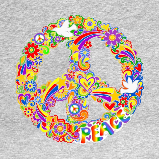 Rainbow Colors Peace Symbol by AlondraHanley